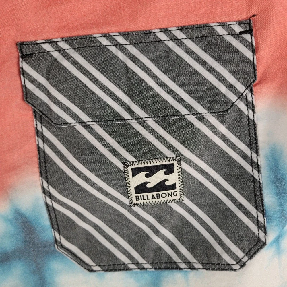 Billabong Lo Tides Sundays Board Shorts‎ Men 34 Pink Blue Tie Dye Excellent Surf